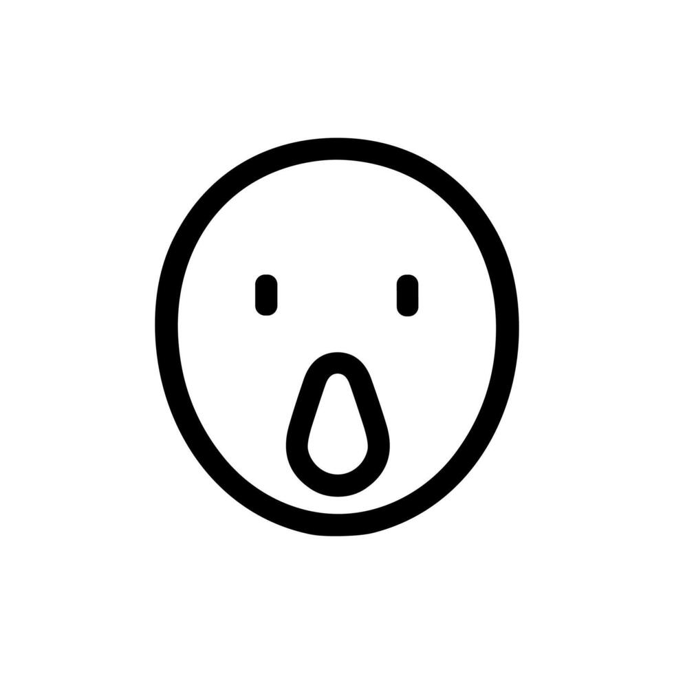 Simple Lineart Circle Face Expression Shocked Emoticon Graphic Design Element vector