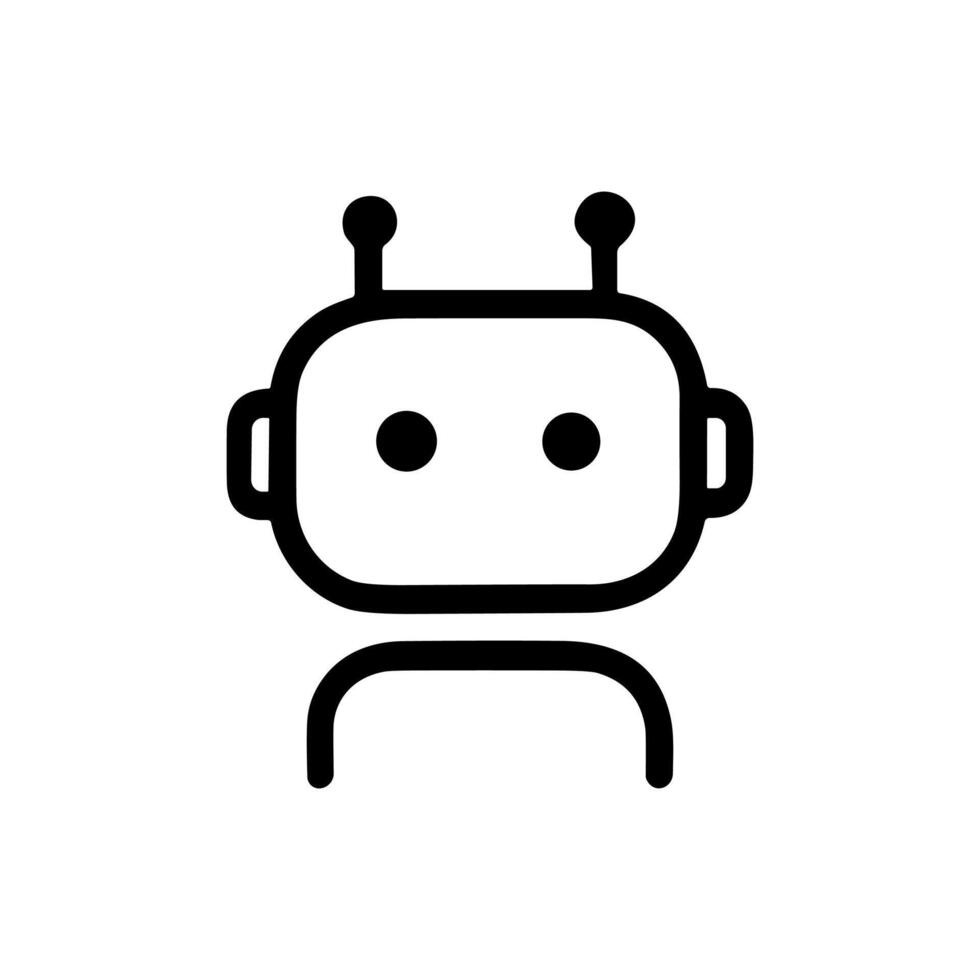 Simple Outline Drawing of Minimalist Robot Head Futuristic Artificial Intelligence Icon vector