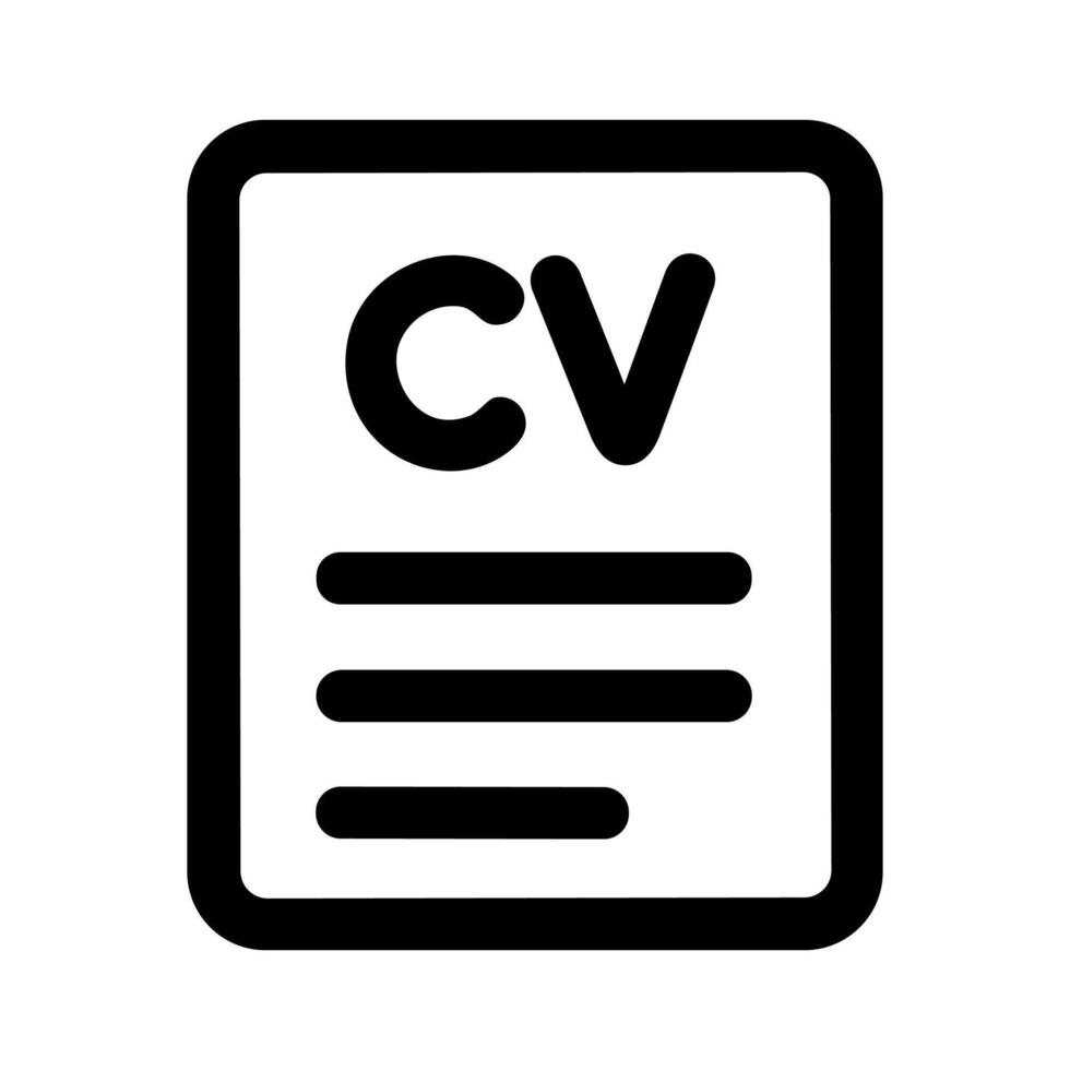 Simple Outline Job Application Form Document Icon in Black and White vector