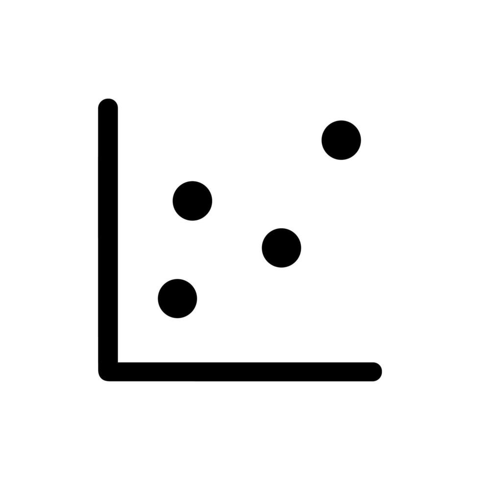 Minimalist Outlined Scatter Plot with Black Dots and Axis Shape Icon vector