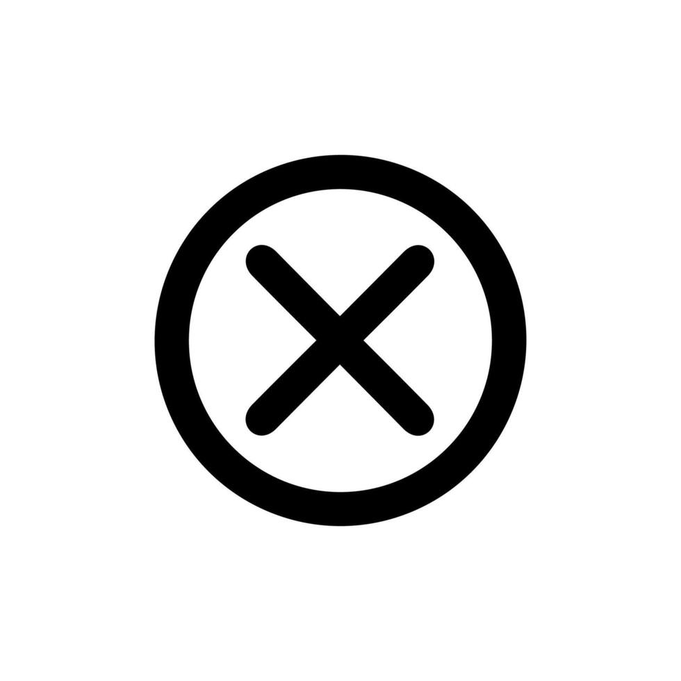 Simple Outline Circle X Mark Sign Graphical Element Shape Icon vector
