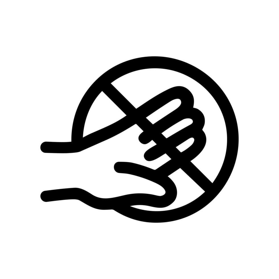 Simple Line Drawing of Do Not Touch Hand Gesture Icon vector