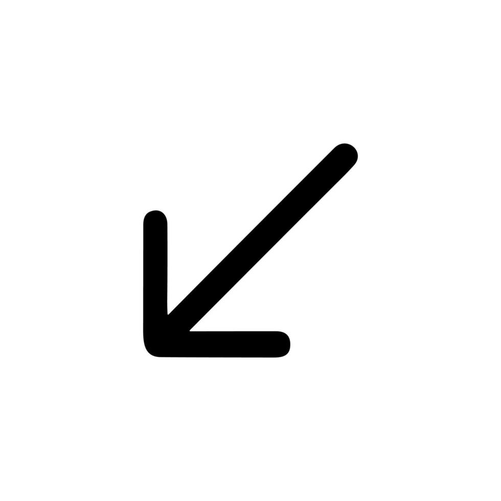 minimalista estilo abajo izquierda señalando flecha navegación firmar gráfico elemento vector