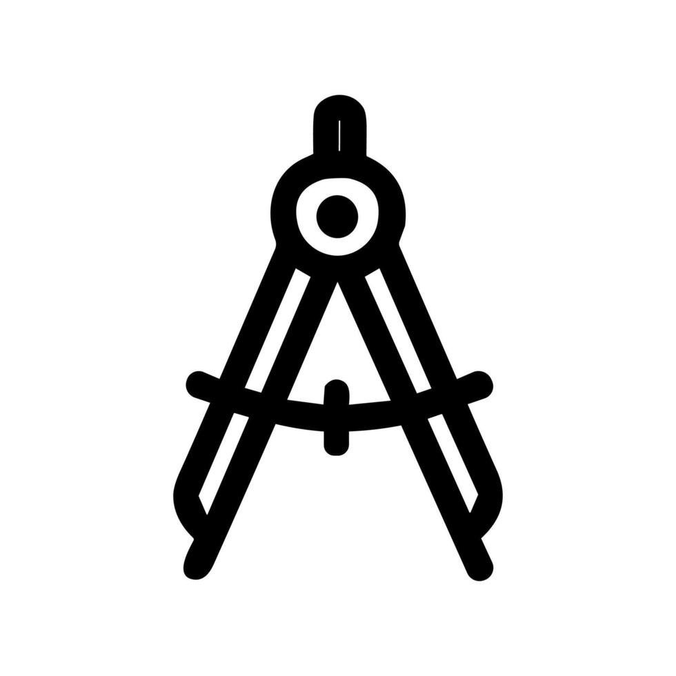 Minimalist Outline Compass Tool for Geometry and Technical Drawing Icon vector