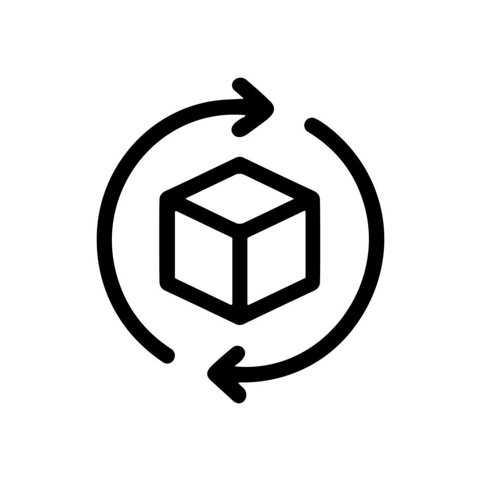 Simple Line Art Delivery Box with Rotating Arrows Shape Icon vector