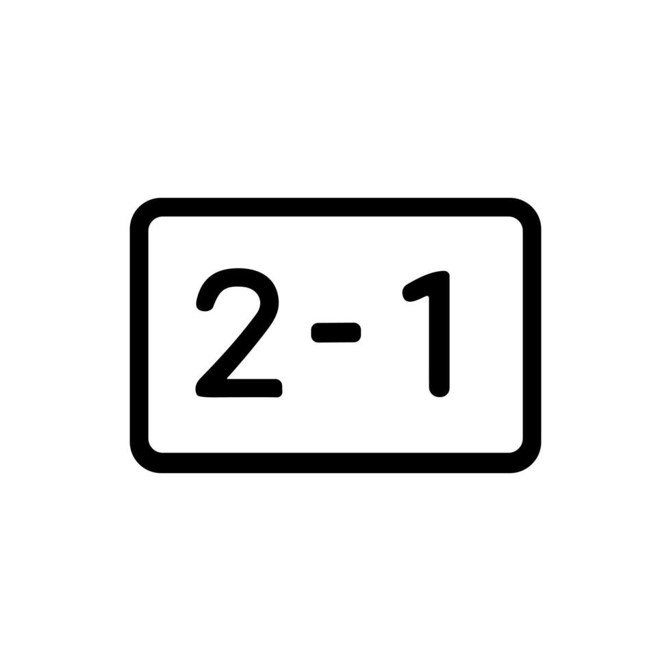 Simple Outline Number Signboard Showing Two to One Score Result vector