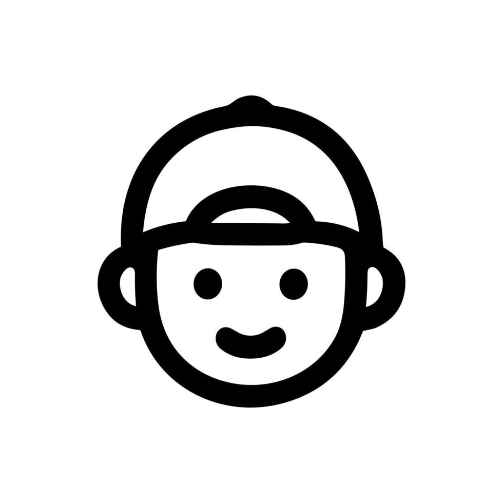 Outline Simple Smiling Kid Face With Cap Shape Graphic Icon vector