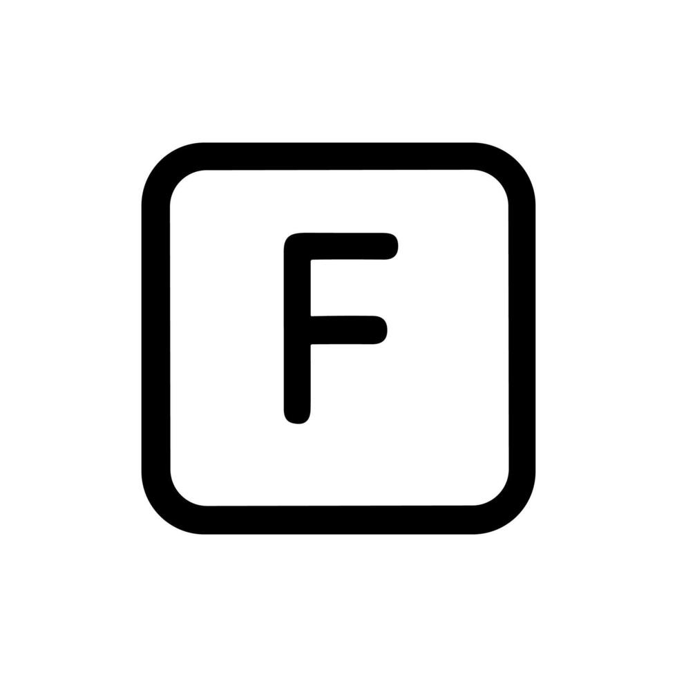 Simple Outline Rounded Square Frame Letter F Alphabet Icon vector
