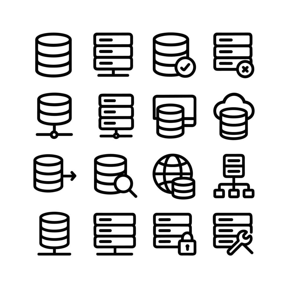 Line Database Server Stack Outline Thin Icon Set For Technology vector
