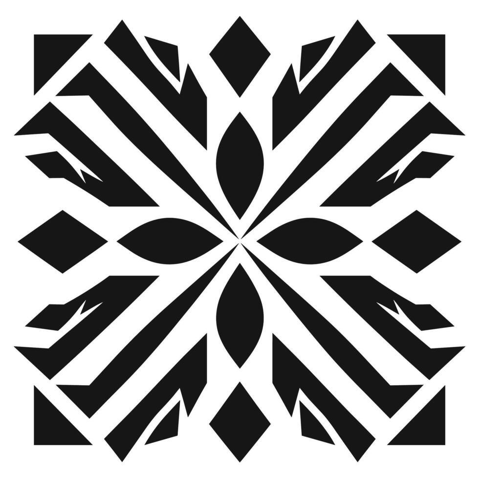 Geometric black and white pattern with intricate shapes and sharp angles suitable for modern design vector