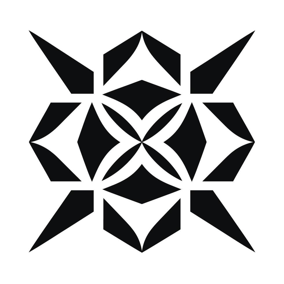 Intricate geometric pattern design featuring symmetrical shapes and sharp angles vector