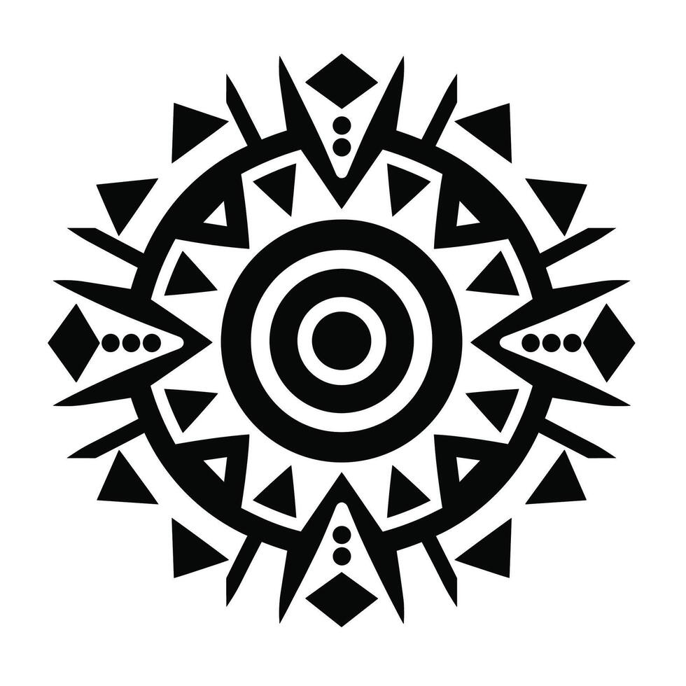 intrincado geométrico diseño presentando circular y triangular patrones con agudo bordes vector