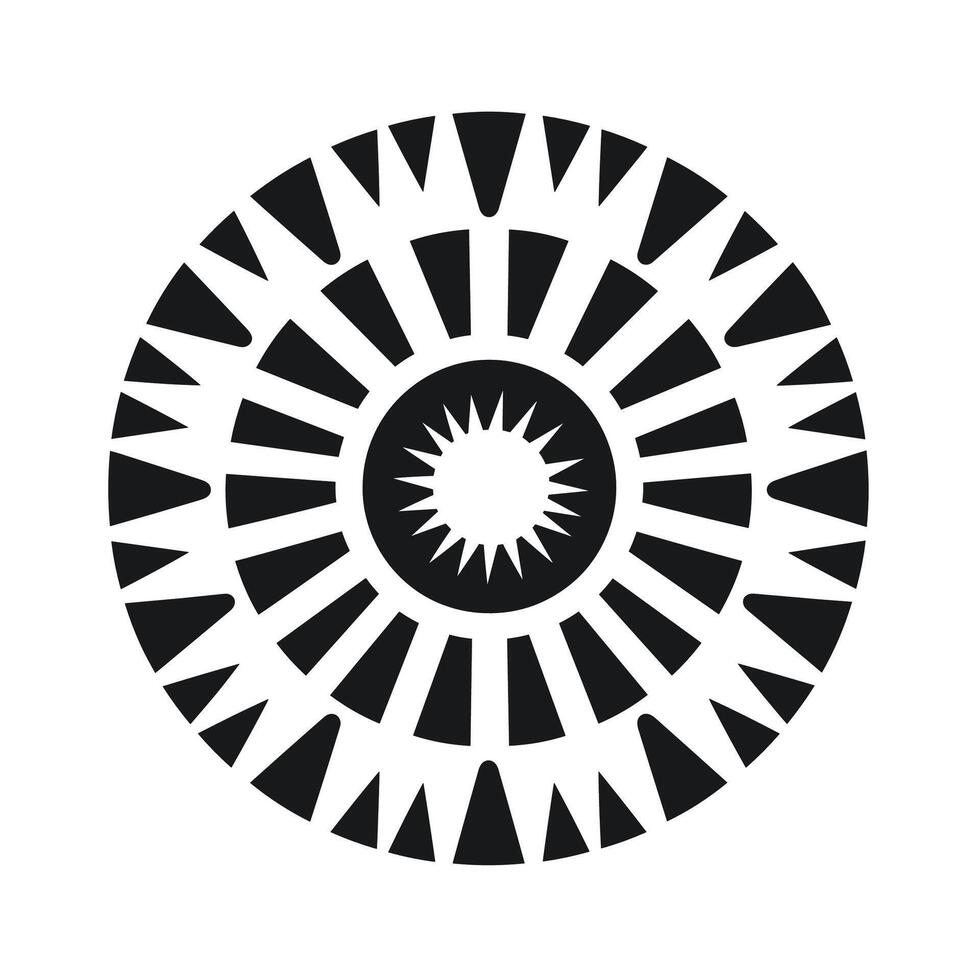 Geometric design featuring black and white patterns with star-like centerpiece and triangular shapes vector