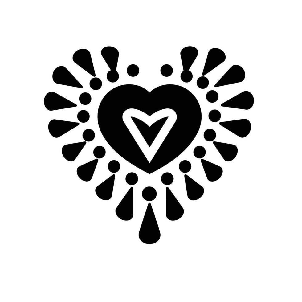 Decorative heart design with floral patterns and teardrop elements on a white background vector