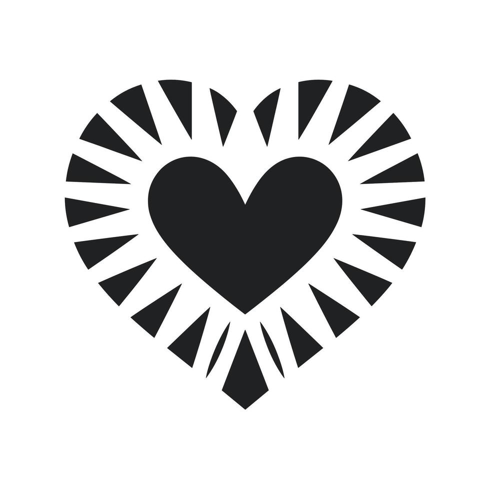 Heart design with sunburst rays creates a striking visual impact for graphic art vector