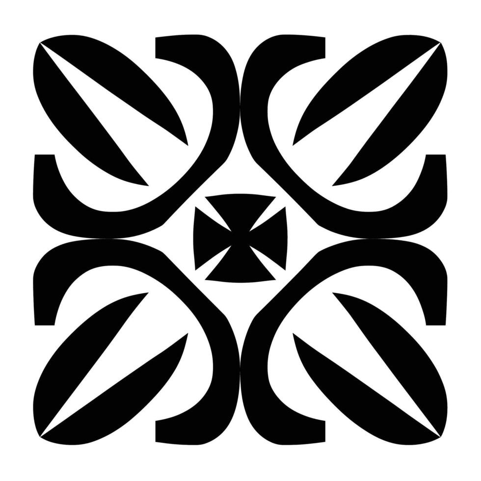 Intricate black and white geometric pattern featuring overlapping shapes and lines vector