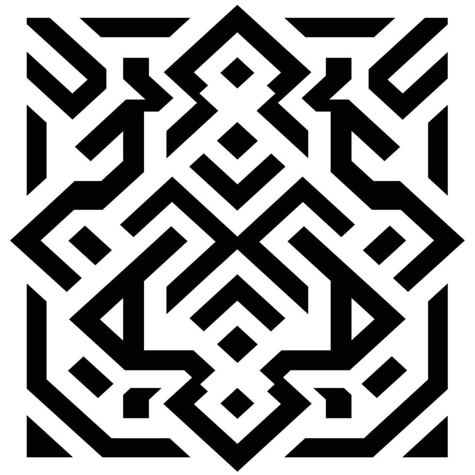 Intricate black and white geometric pattern with bold lines and shapes vector