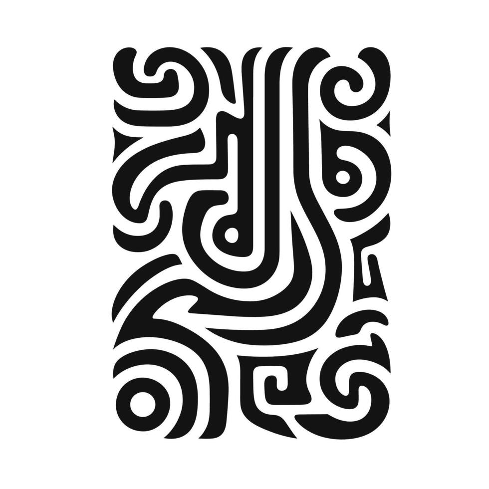 Abstract black and white design featuring intricate swirling patterns and shapes vector