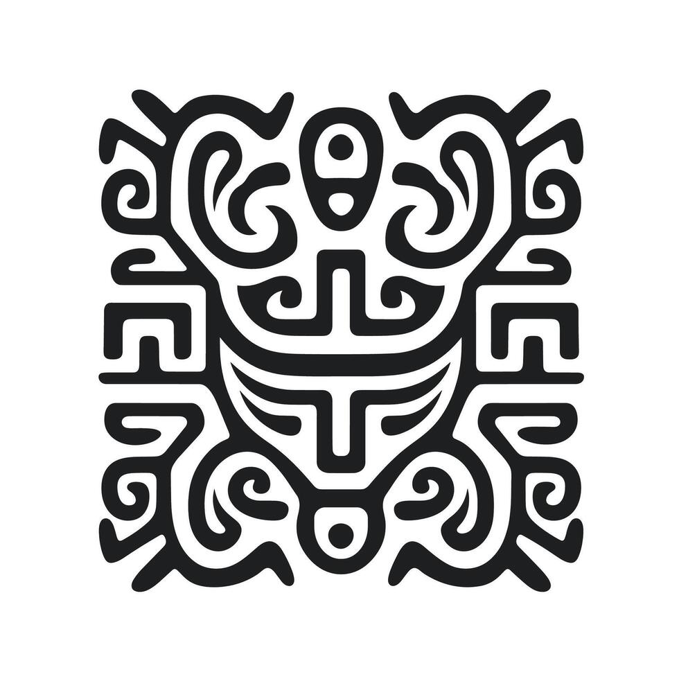 Intricate tribal design featuring geometric patterns and symbolic elements vector