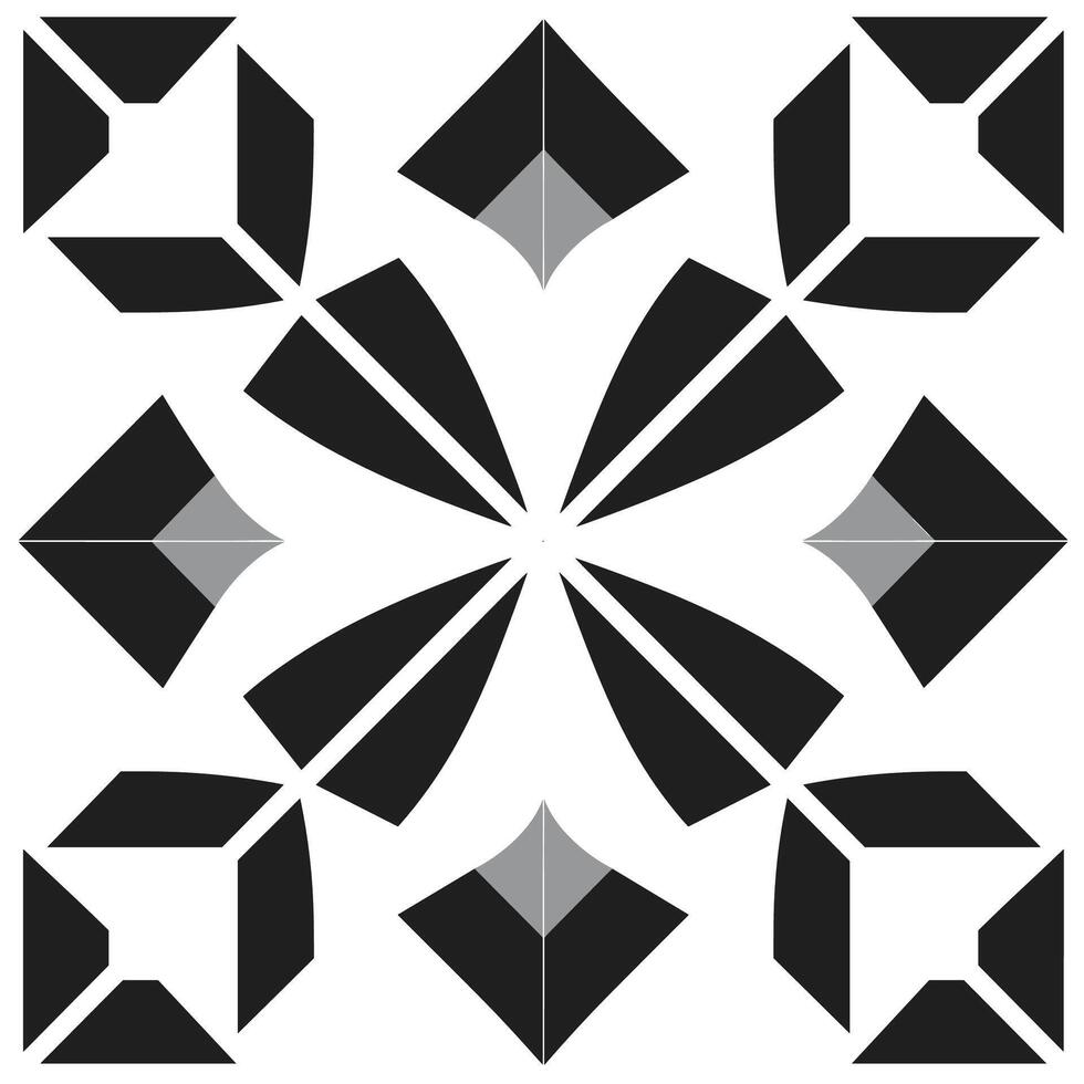 Unique geometric pattern featuring black and gray shapes arranged harmoniously on a white backdrop vector