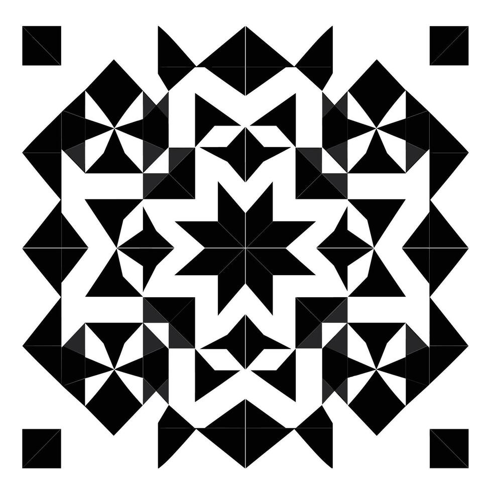 Intricate geometric black and white pattern showcasing symmetrical design elements vector