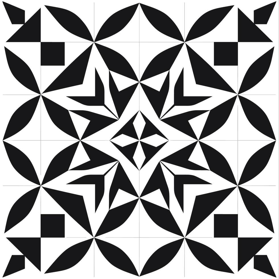 Intricate geometric pattern in black and white with modern design elements vector