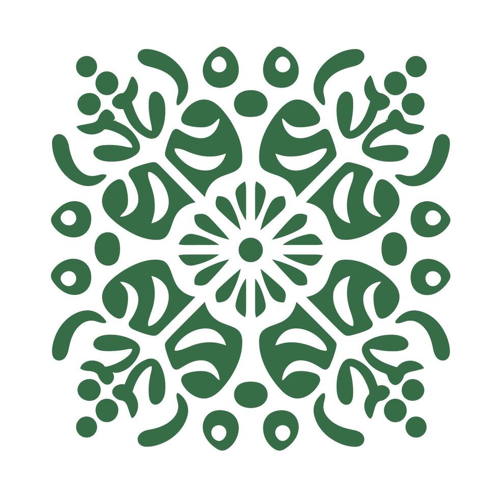 Floral pattern design featuring symmetrical botanical elements and intricate shapes vector