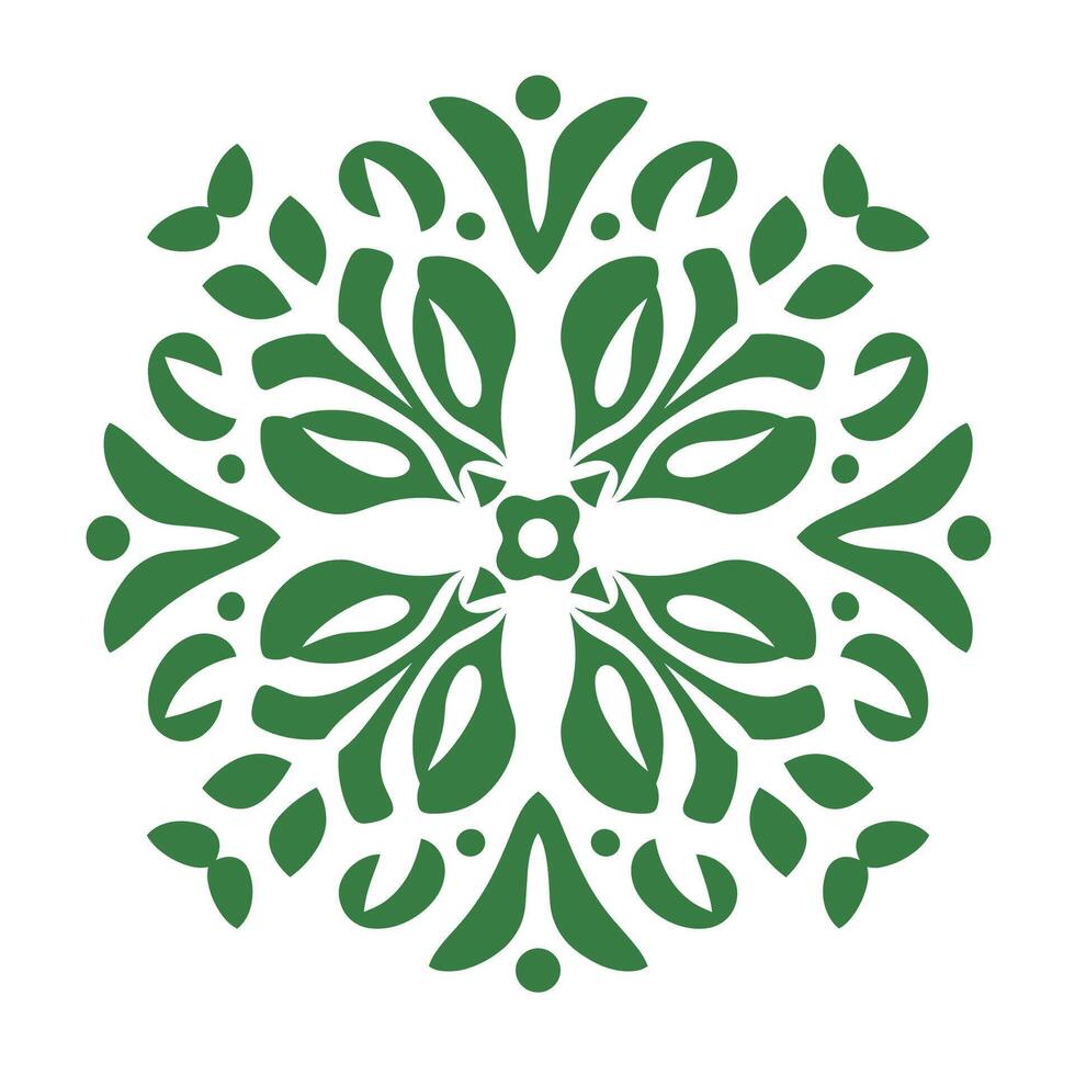 Intricate green floral design featuring symmetrical patterns and flowing shapes vector