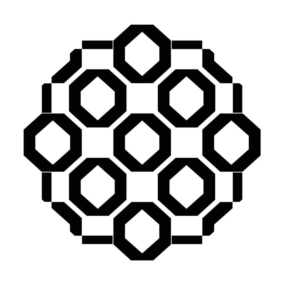 Geometric patterns form an intricate design with black and white contrasts in modern art style vector