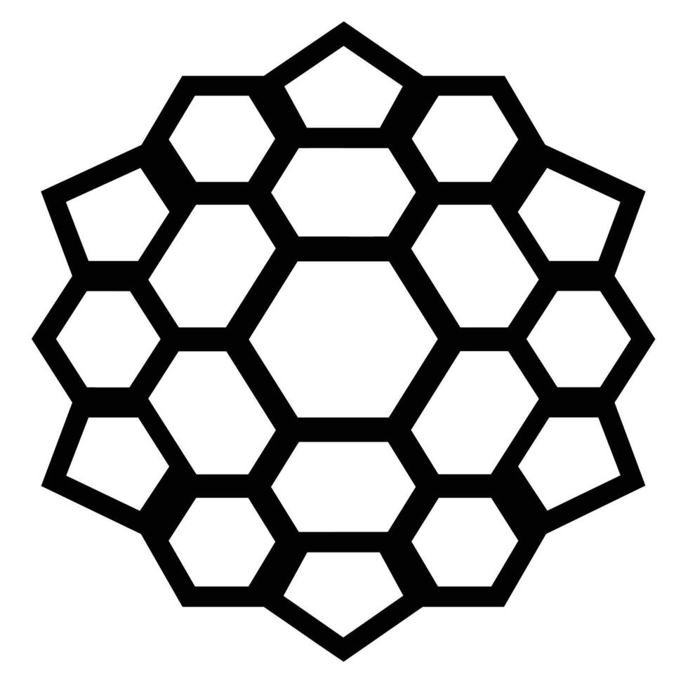 Geometric pattern of interconnected hexagons in a symmetrical design vector