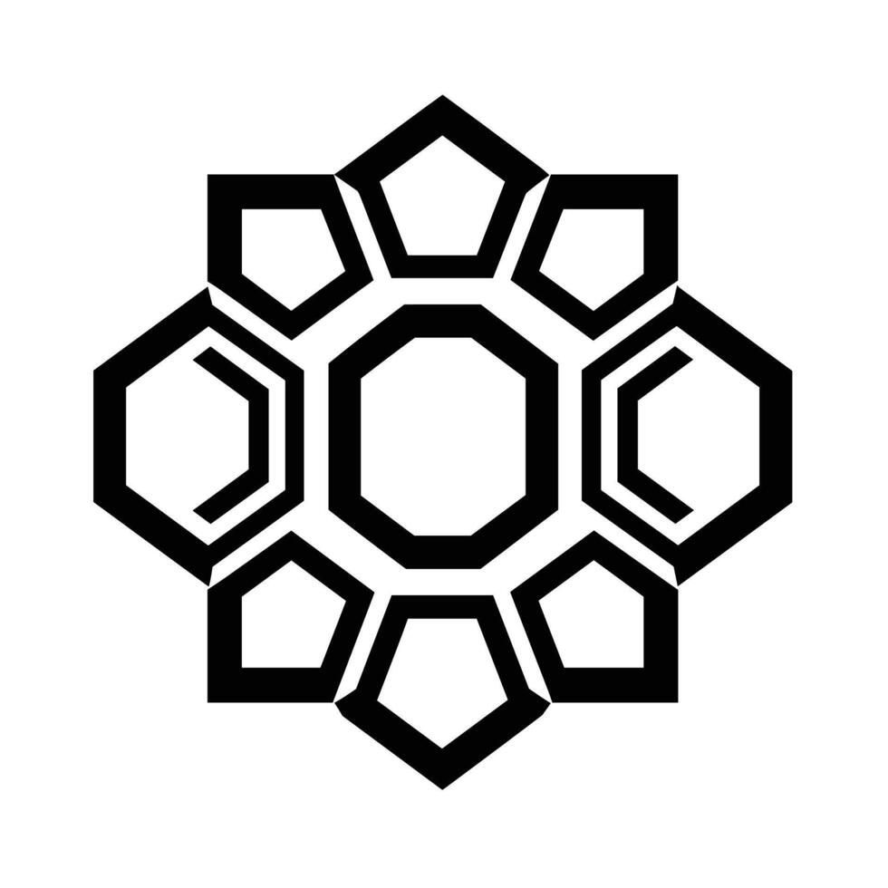 Decorative geometric pattern with hexagonal shapes and a central design vector