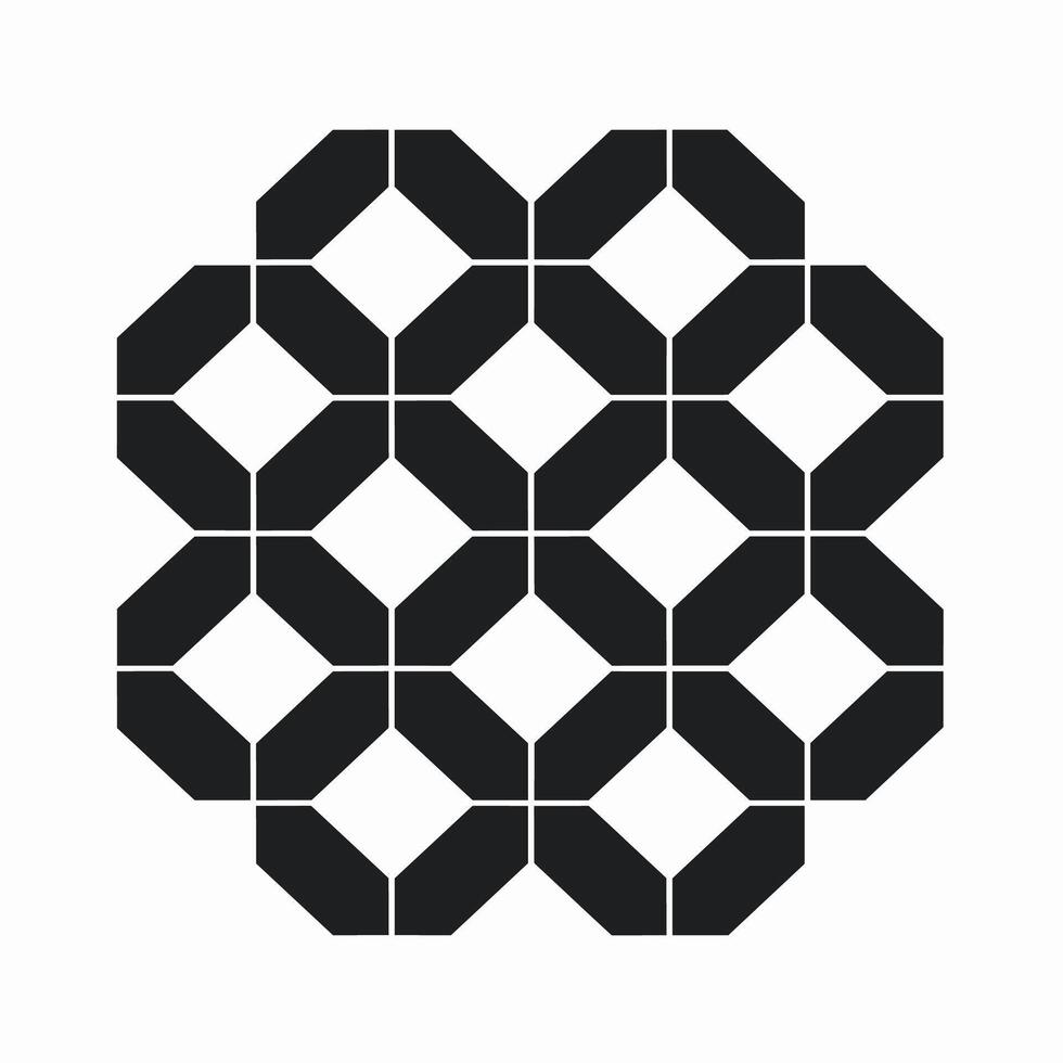 Geometric design with interlocking shapes in a symmetrical pattern on a white background vector