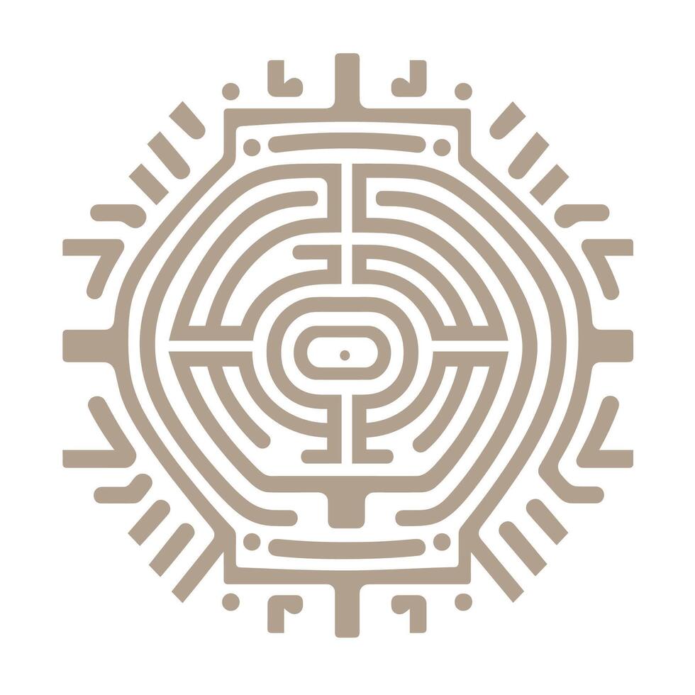 Intricate maze design features geometric patterns and cultural symbols for artistic expression vector