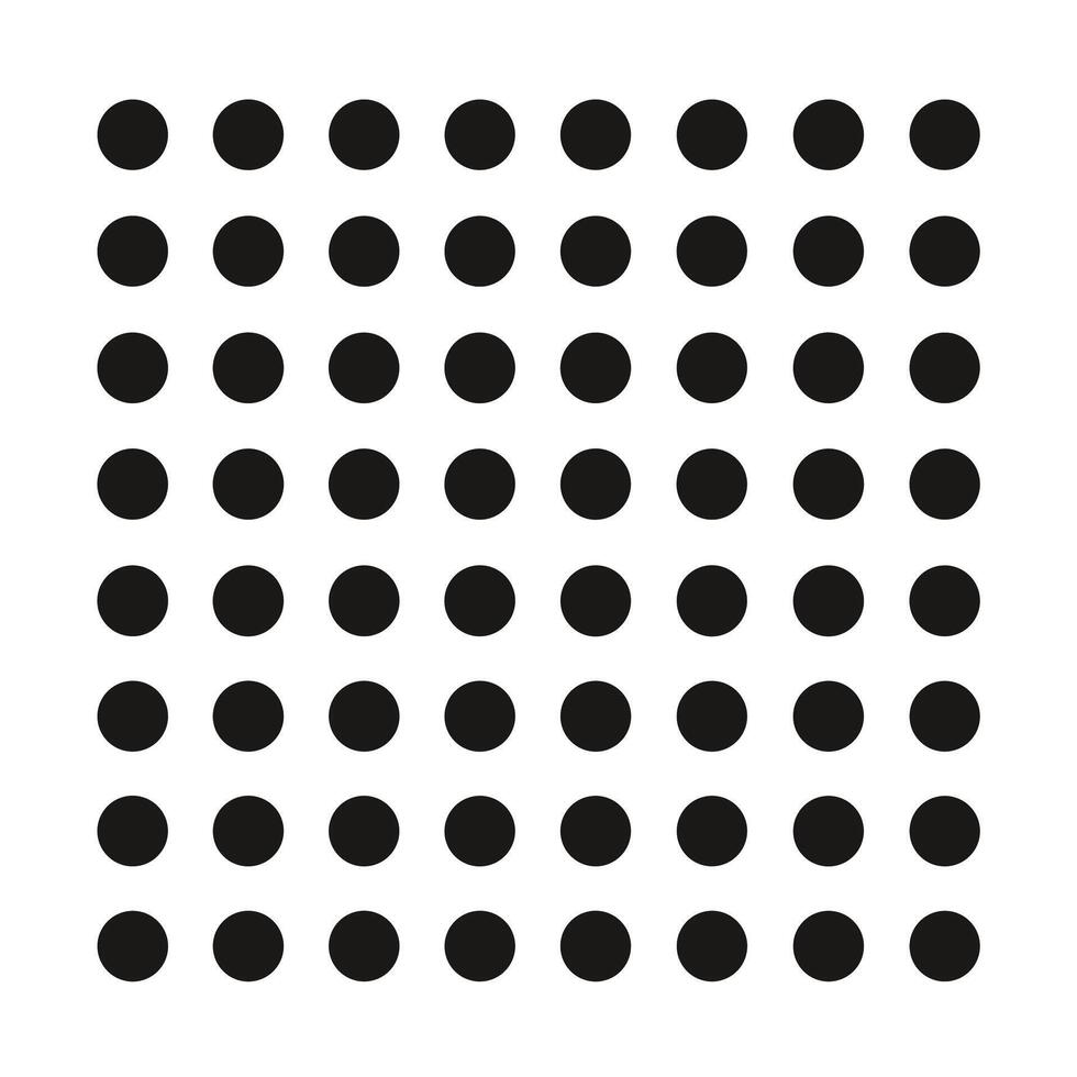 Black circles arranged in a grid pattern on a white background for visual design projects vector