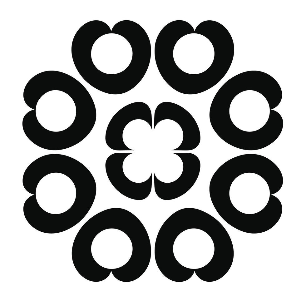 Unique black and white abstract pattern featuring heart shapes arranged symmetrically vector