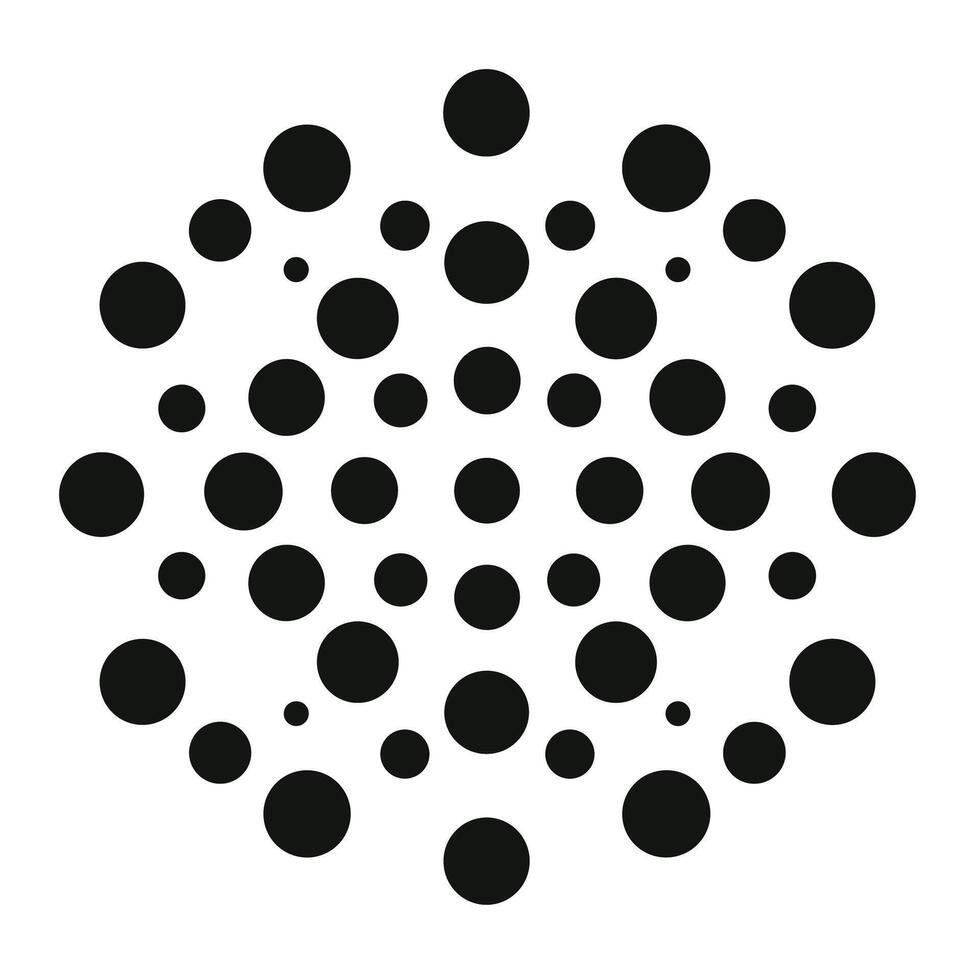 Abstract pattern of black dots on a white background representing dynamic motion and unity vector
