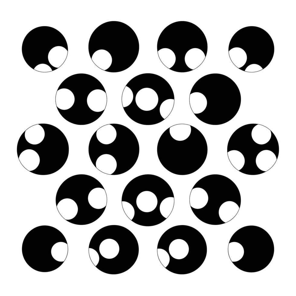 Abstract black and white design with circular shapes in a patterned arrangement vector