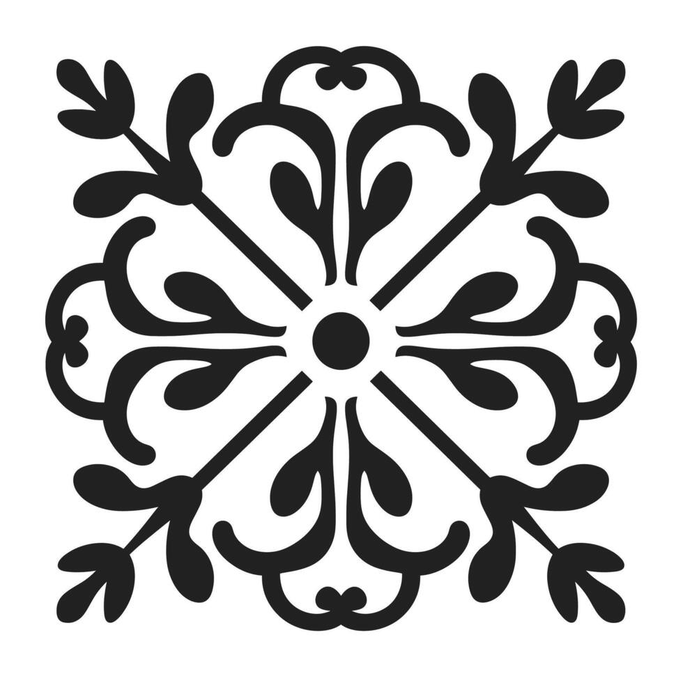 Intricate floral black design with symmetrical patterns for creative projects vector