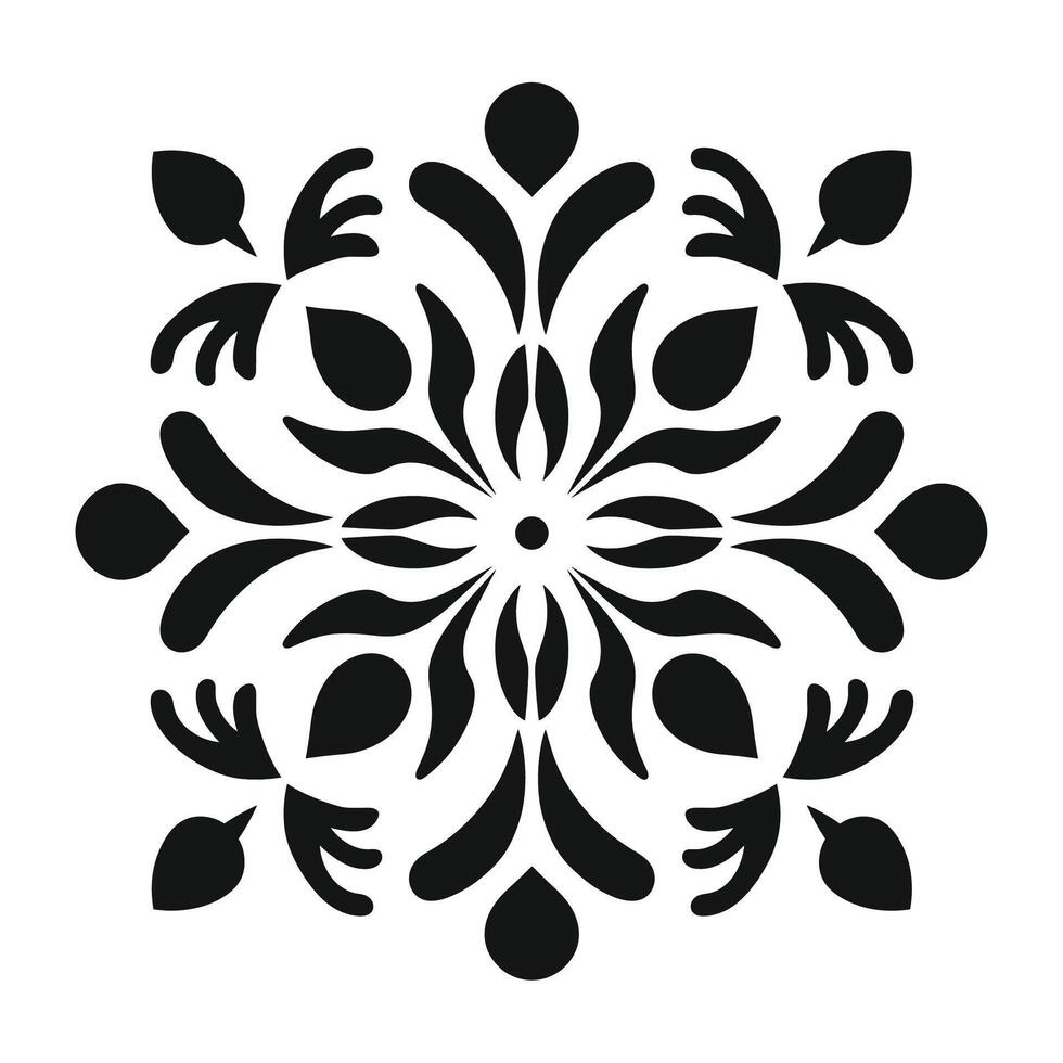 Unique black and white floral pattern design featuring intricate shapes and forms vector