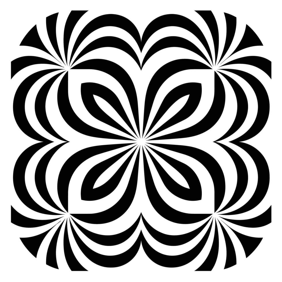 Intricate black and white abstract design with swirling patterns and symmetrical shapes vector