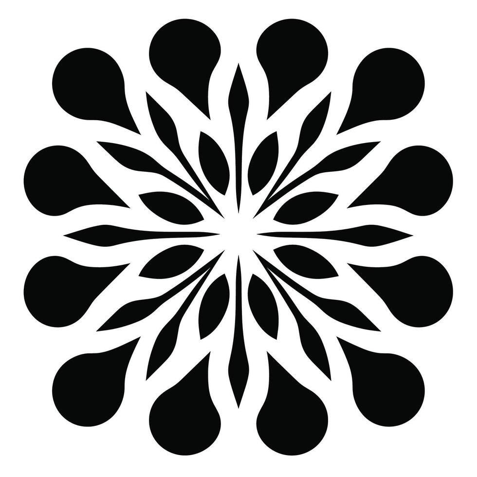 Beautiful black and white geometric pattern created with leaf-like shapes and teardrop designs vector