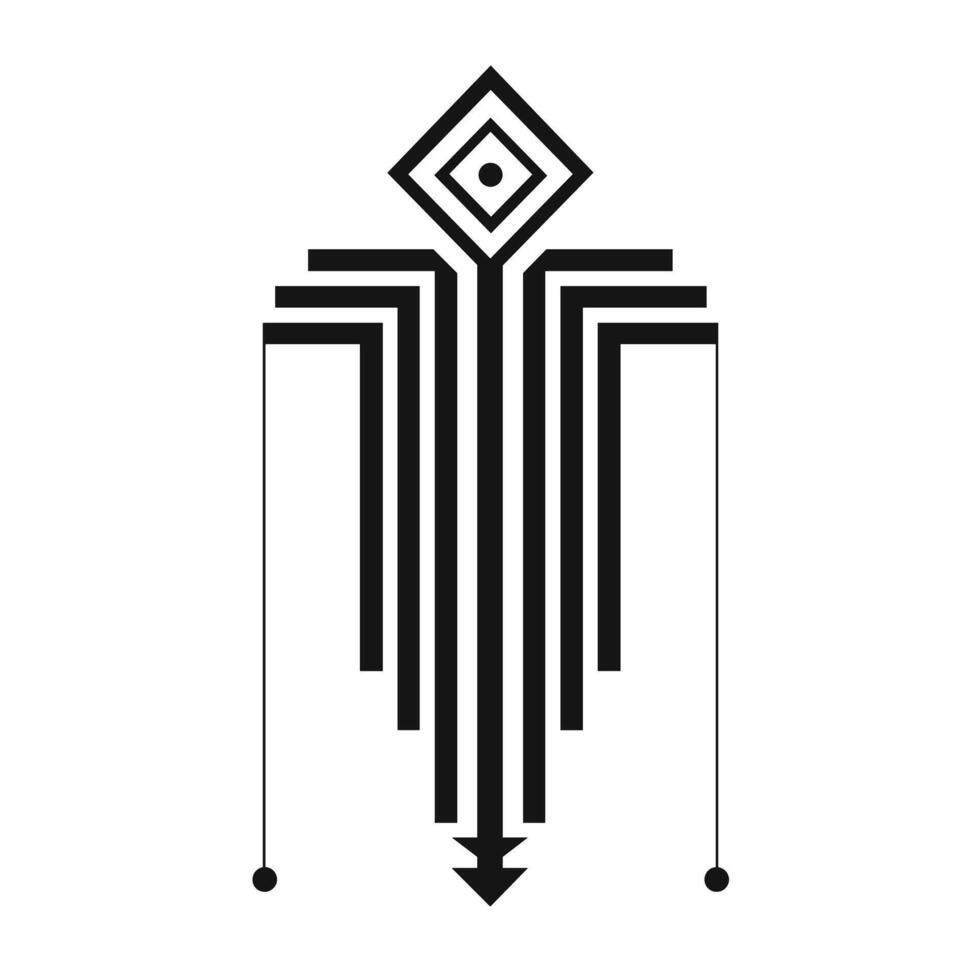 Unique geometric pattern with linear elements and shapes in black and white design vector