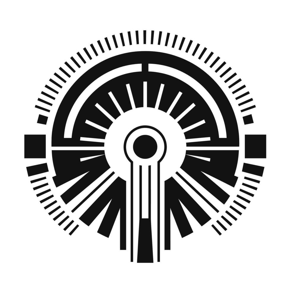 Unique geometric design featuring sunburst patterns and circular elements in black and white vector