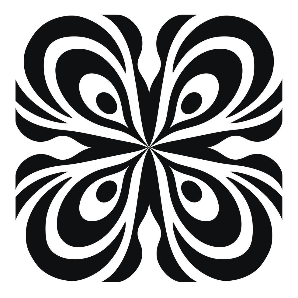 Intricate black and white abstract pattern featuring swirling shapes and opulent curves vector