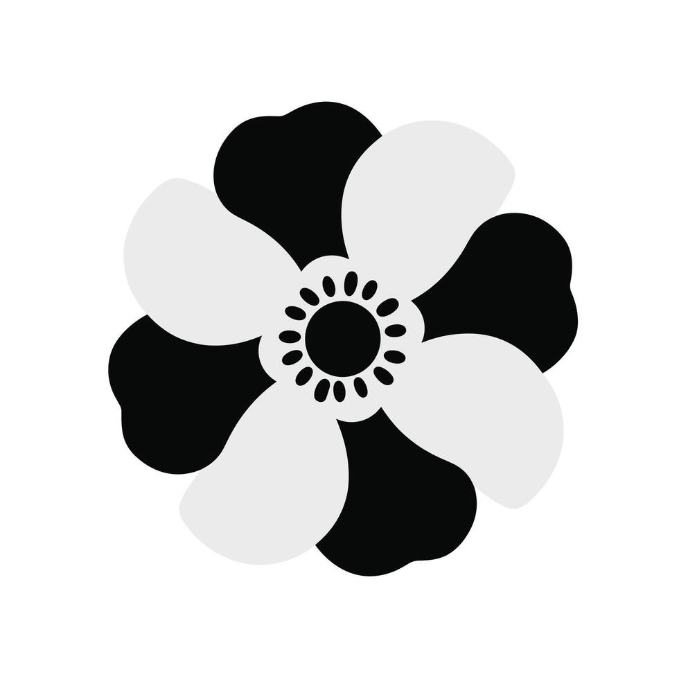 Black and white artistic flower design with unique shapes and patterns vector