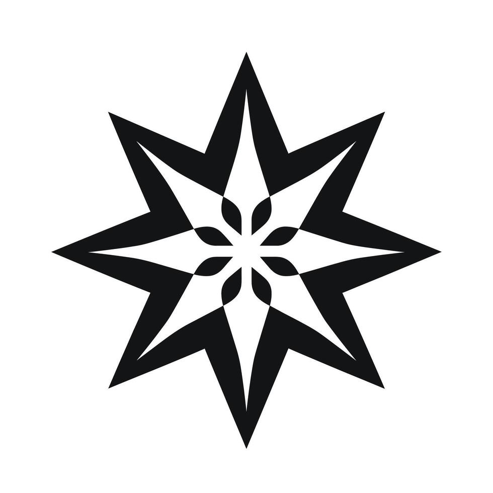 Symmetrical black star shape design with sharp edges and intricate patterns vector