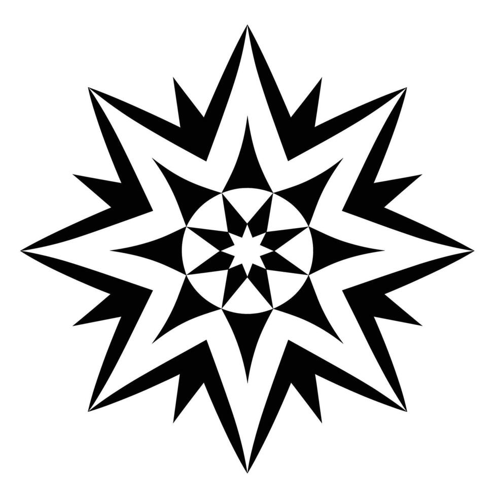 Creative geometric star design in black and white depicting sharp points and intricate patterns vector
