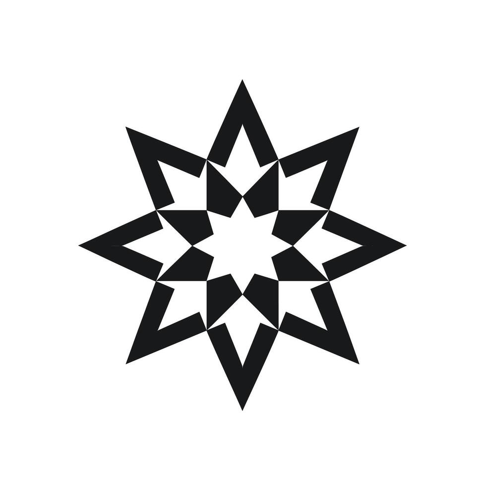 Intricate black geometric star design with sharp angles and symmetrical patterns vector