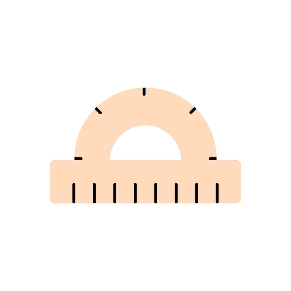 protractor icon for school and geometry projects. Ideal for math and educational designs. vector