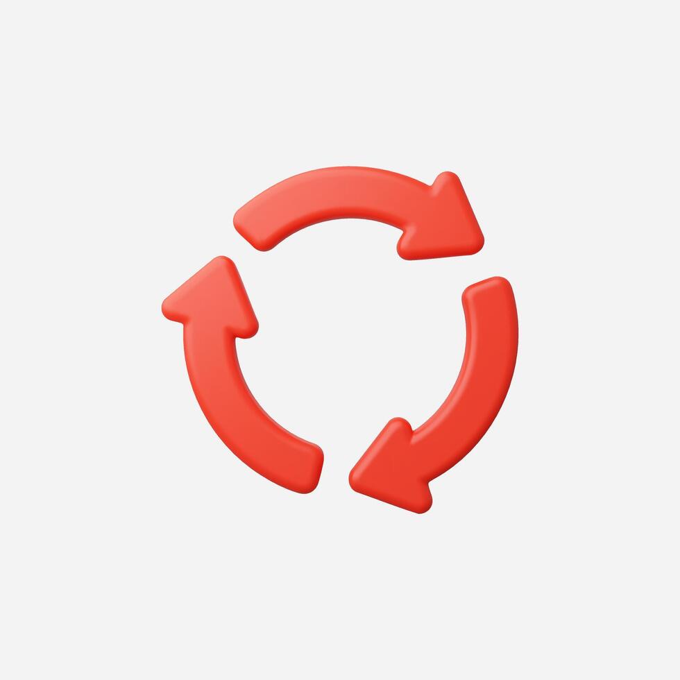 A minimalistic red circular arrow icon representing refresh or repeat. vector